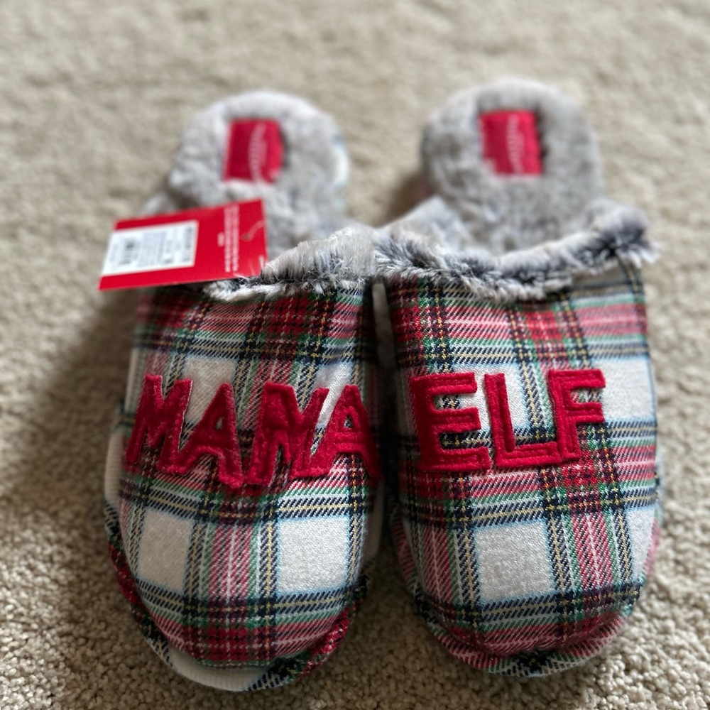 Plaid Red, Green & White Slippers